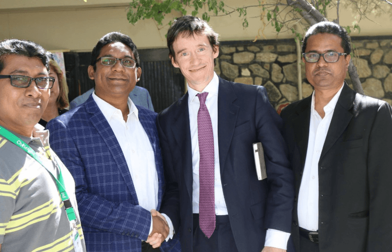 Greeting Rory Stewart, UK Minister, after signing the $38.68M Girls’ Education Project for Afghanistan.
